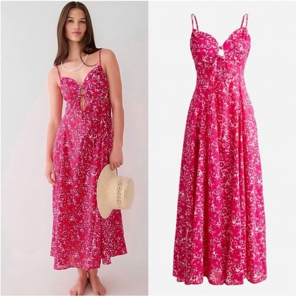 J. Crew Dresses & Skirts - J Crew Cotton Voile Keyhole Cover-Up Maxi Dress Blushing Meadow Size XL